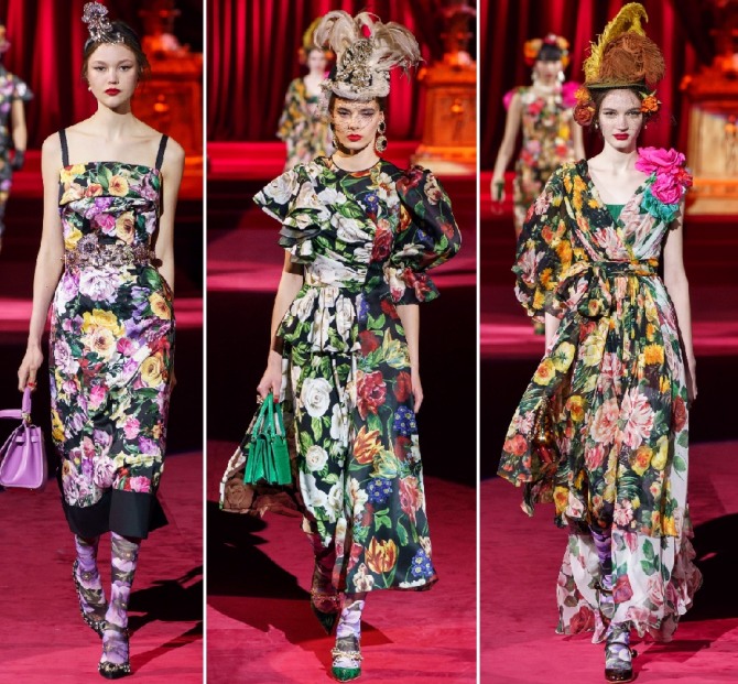 модные платья  Dolce & Gabbana 2020 года с цветочным принтом
