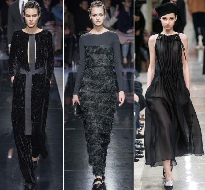 черные нарядные платья с подиумов 2020 от Giorgio Armani