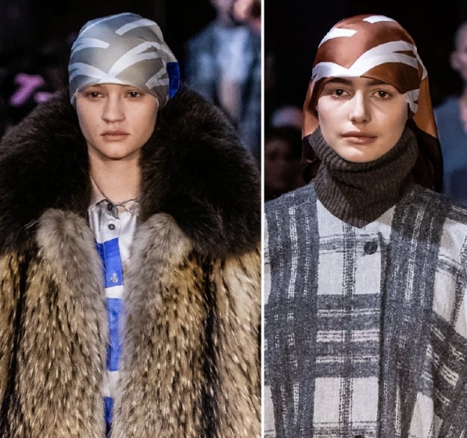 шелковый платок к шубе и пальто сезона осень-зима 2019-2020