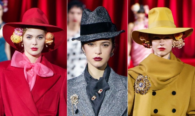цветные женские шляпы от Dolce & Gabbana