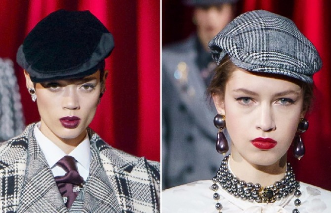 бархатное и клетчатое кепи осень-зима 2019-2020 от Dolce & Gabbana