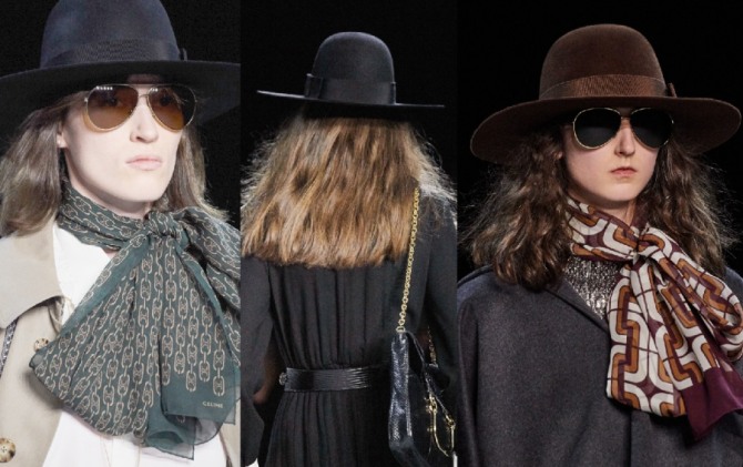 черные и темно-бордовые модные шляпы сезона осень-зима 2019-2020 от модного дома Celine