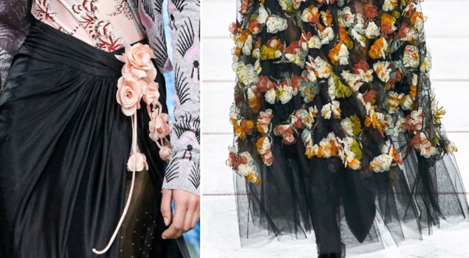 модный декор юбок 2020 года - объемные цветы