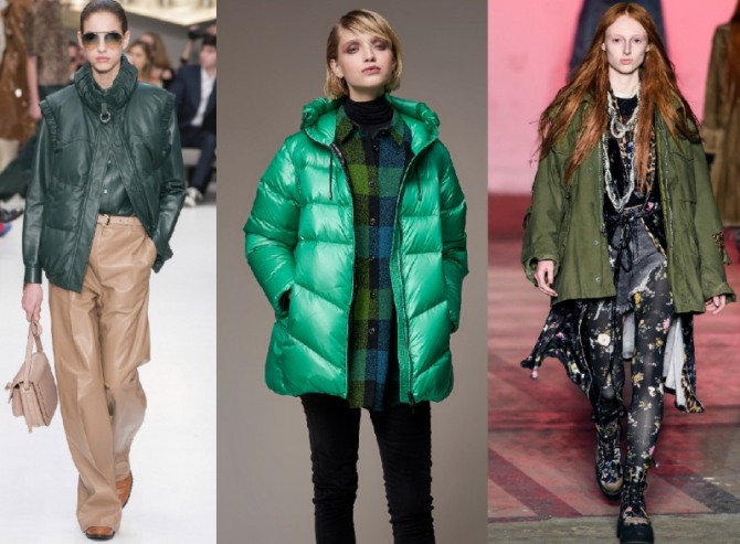 куртки дамские осень-зима 2019-2020 зеленого цвета