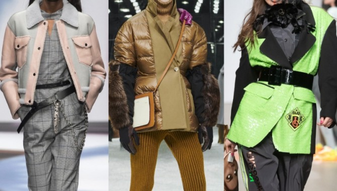 модные женские куртки осень-зима 2019-2020 с комбинацией тканей двух цветов