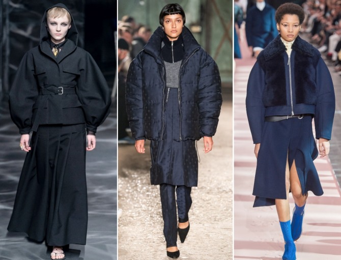 черные дамские куртки сезона осень-зима 2019-2020 с пышным рукавом