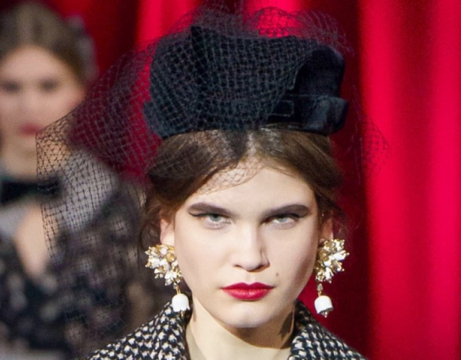 Dolce & Gabbana черная бархатная шляпка с вуалью