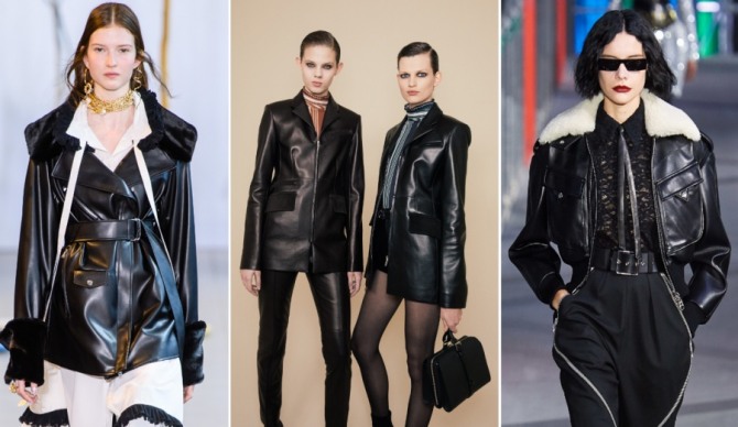 какие стили кожаных курток модные в сезоне Осень-Зима 2019-2020 - фото с подиумов мировых столиц моды