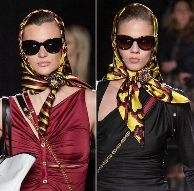 какие шелковые платки на голову модные в сезоне осень-зима 2019-2020