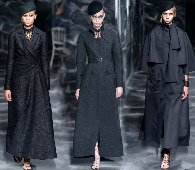 плащи черного цвета из кутюрной коллекции на 2020 год от бренда Christian Dior