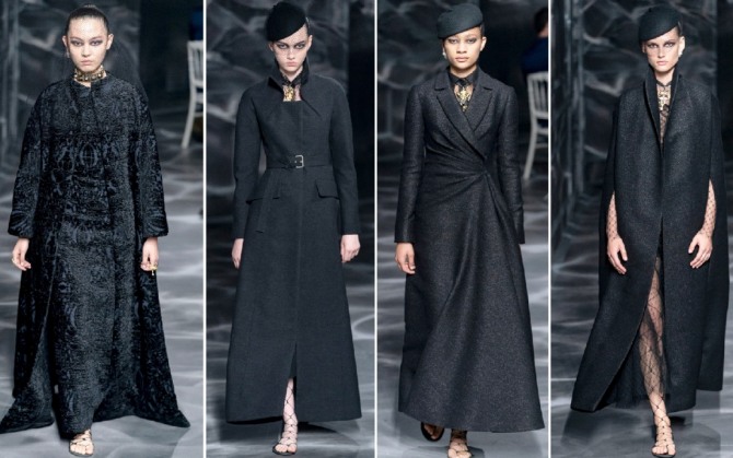 женские черные пальто 2020 года от Christian Dior