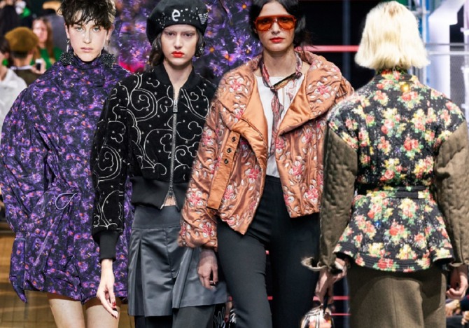 брендовые куртки на осень 2019 года с цветочным принтом - фото с подиумов