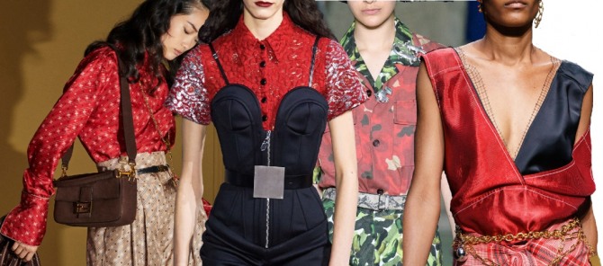 блузки 2020 с подиума - модные модели красного цвета