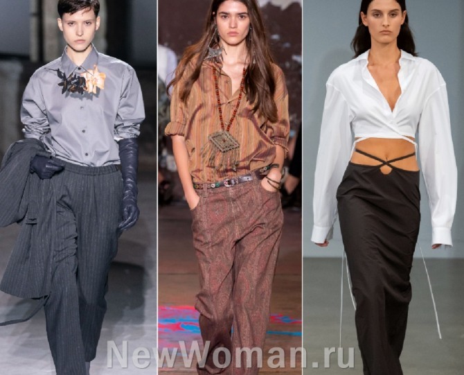 главные тренды в моде на блузки 2020 года - женская блузка-рубашка в мужском стиле