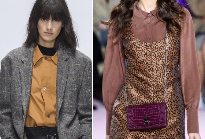 блузки коричневого цвета из дизайнерских коллекций 2020 года