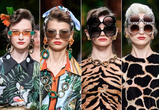 модные очки от солнца весна-лето 2020 от бренда Dolce & Gabbana - очки-полоска, круглые в квадратной оправе, двухъярусные