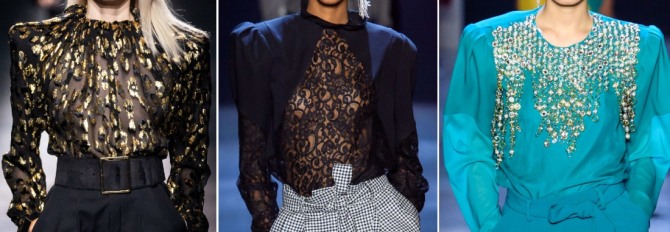 модная блузка 2020 года - блузка с широкими плечами на подплечниках