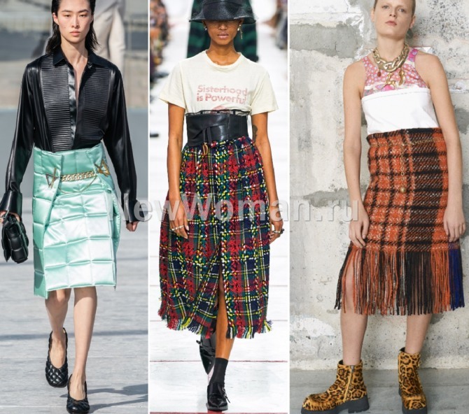 юбка-плед, юбка-одеяло длина ниже колена - фото из модных коллекций 2020 года