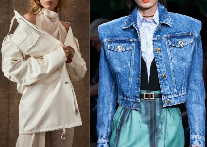 модные джинсовые куртки для девушек сезона весна-лето 2020 года с подиума - белого и голубого цвета