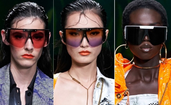 модели солнцезащитных женских очков авиаторов весна-лето 2020 от Versace