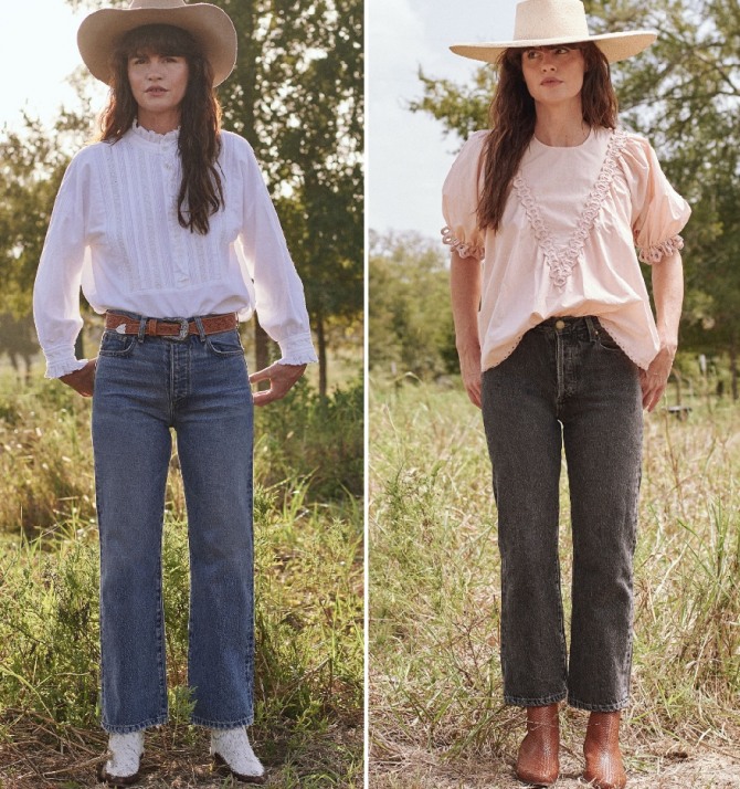 фото девушек в летних блузках в комплекте с джинсами