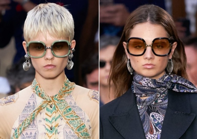 женские очки от солнца квадратной формы - с модного показа Etro весна-лето 2020