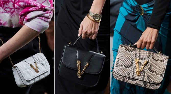 кожаные сумки от Versace жесткой конструкции с застежкой клапаном и металлической отделкой