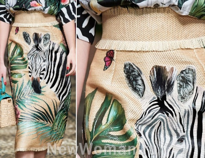 юбка с изображением зебры из рогожки - фото новинок летней моды 2020 года