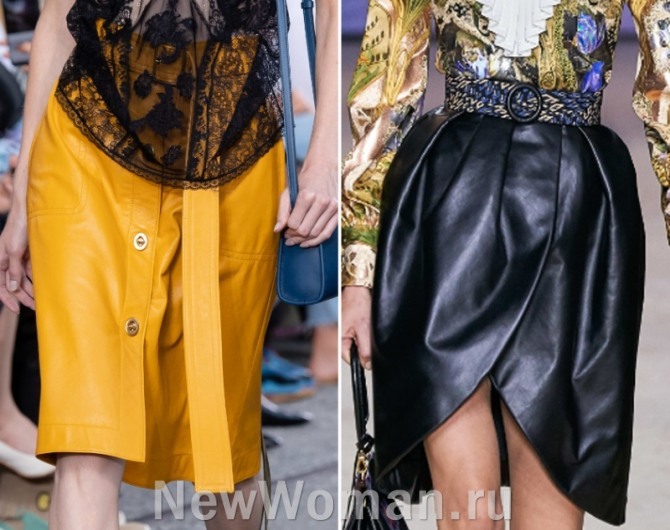 коллекции женской одежды весна-лето 2020 - кажаные юбки с подиумов
