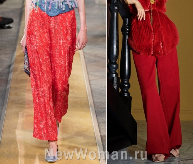 луки с модных показов весна-лето 2020 - брюки женские красного цвета