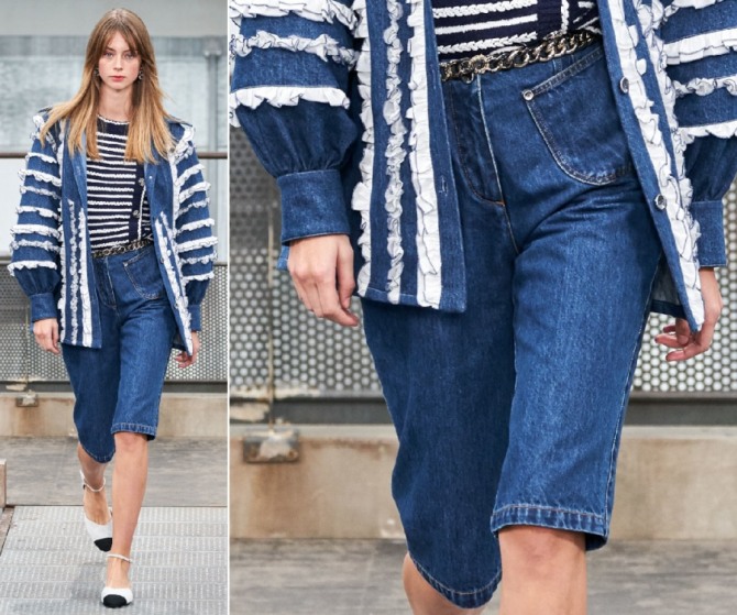какие женские шорты самые модные в сезоне весна-лето 2020 - синие джинсовые бермуды