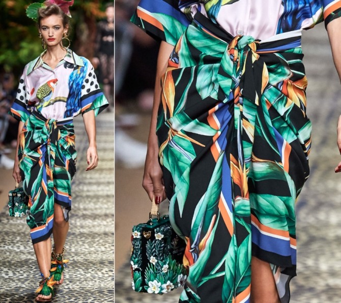 пляжная юбка с узлами и драпировкой от Dolce & Gabbana - курортные образы 2020