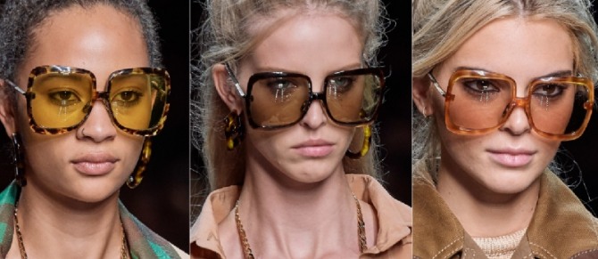 большие квадратные дамские темные очки - модный тренд весна-лето 2020 года от бренда Fendi