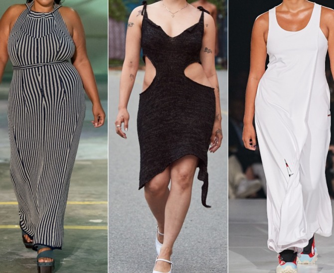 модели с крупной фигурой демонстрируют модные летние платья 2020 года