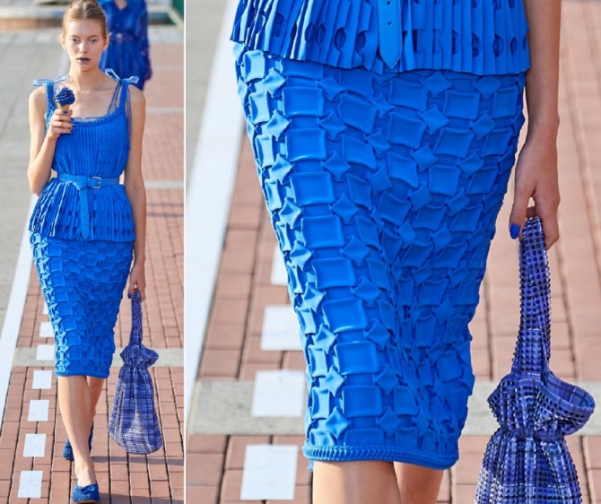Marco de Vincenzo - юбка миди голубого цвета с тиснением геометрической формы