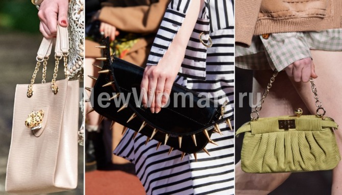самые модные сумки весна-лето 2020 - сумки с металлическими элементами, декор в виде фигурок, цепей и шипов из металла