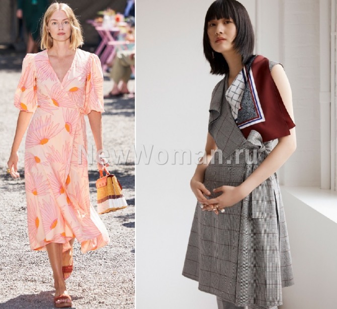 тренды летней женской моды 2020 года - платье-халат с запахом