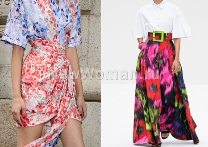модные летние юбки 2020 года с подиума с цветочным принтом - фото из дизайнерских коллекций