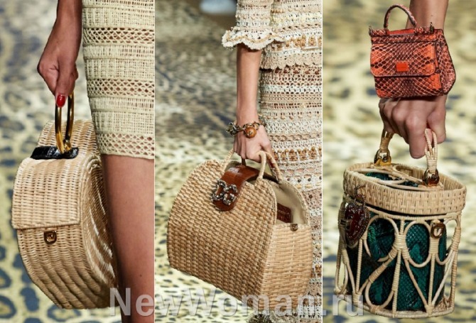 летние сумки 2020 года из светлой соломки - фото с модного показаDolce & Gabbana