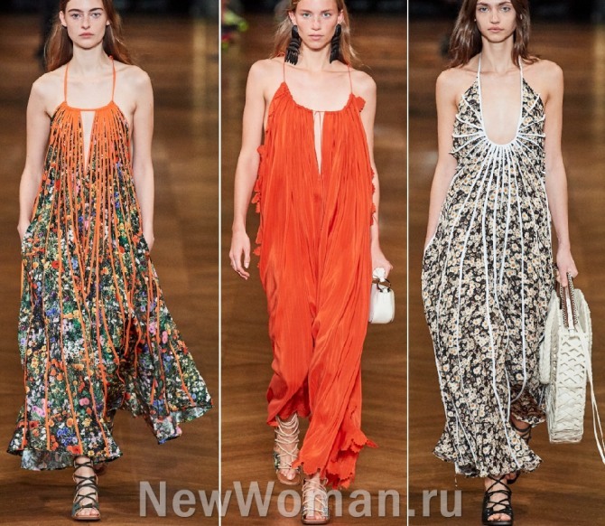 летние модные тенденции 2020 года - фото лентих платьев-сарафанов от модного дома Stella McCartney