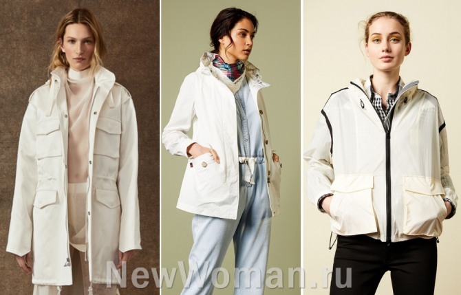 фасоны модных дамских курток белого цвета из коллекций мировых стилистов на весну-лето 2020 года