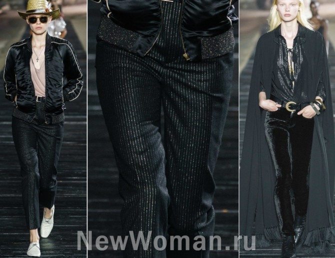 черные узкие женские брюки с модных показов весна-лето 2020