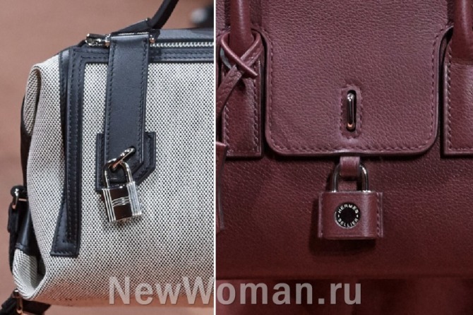 сумки с подиума от Hermès, декорированные маленькими замочками