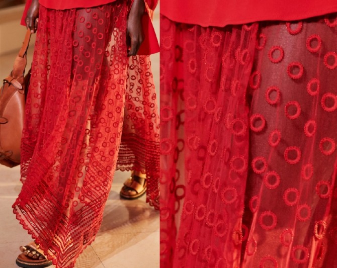 юбка в стиле бохо из тюли красного цвета - лето 2020 Altuzarra