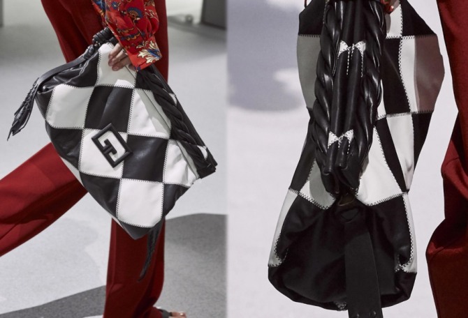 сумка в черно-белую клетку с шахматным принтом от бренда Givenchy весна-лето 2020 года