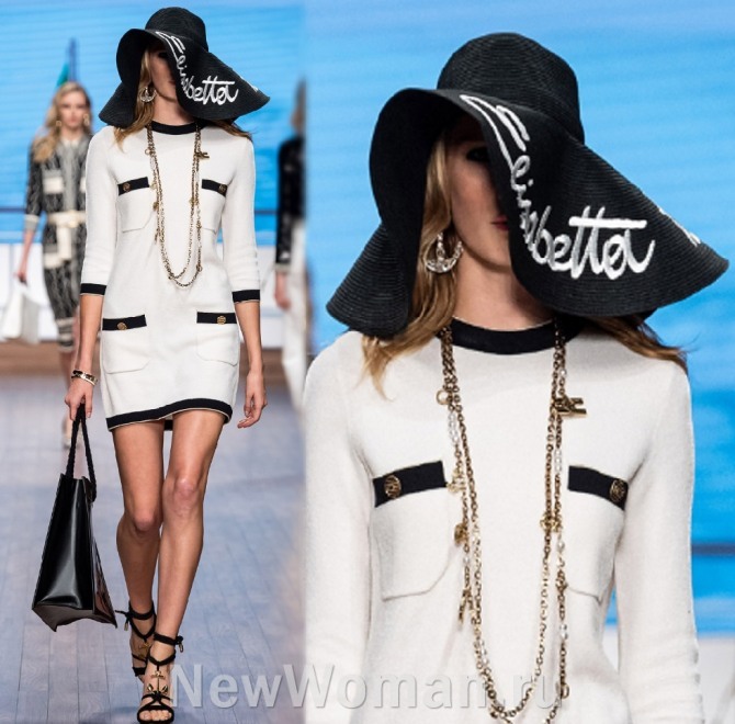 черная элегантная широкополая дамская шляпа от бренда Elisabetta Franchi весна-лето 2020 года