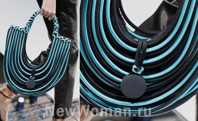 женская сумка с модных показов необычного дизайна - ожерелье из разноцветных шнуров