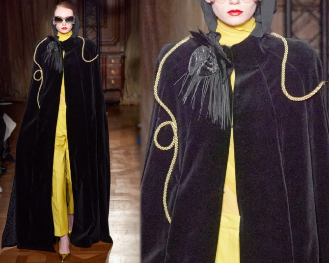 черное бархатное пальто макси весна 2020 от модного дома Ronald van der Kemp
