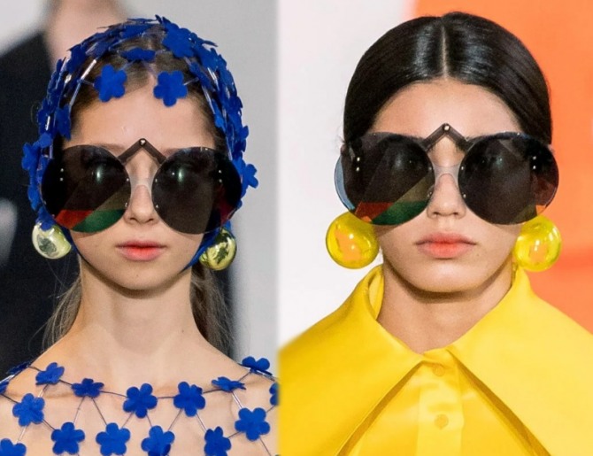 крупные круглые очки-стрекозы от модного дома Nina Ricci на весну и лето 2020 года