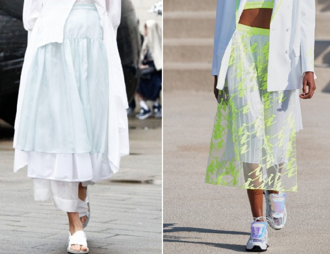 главные тенденции юбочной моды 2020 года - двухслойные юбки